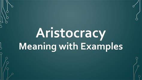 aristocracy meaning in bengali